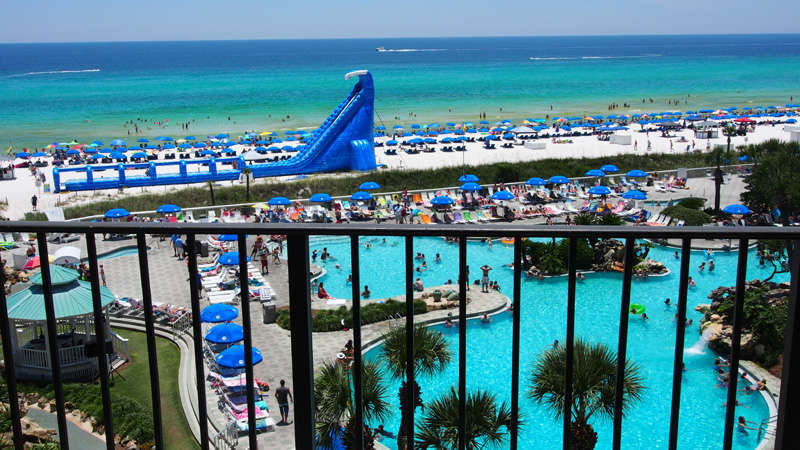 Edgewater Lagoon Pool & Gulf view from Unit T1-502